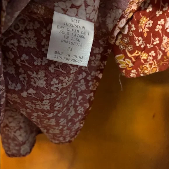 ANDREE BY UNIT Floral V-Neck Blouse 2Xl ruffle sleeves - Picture 4 of 9